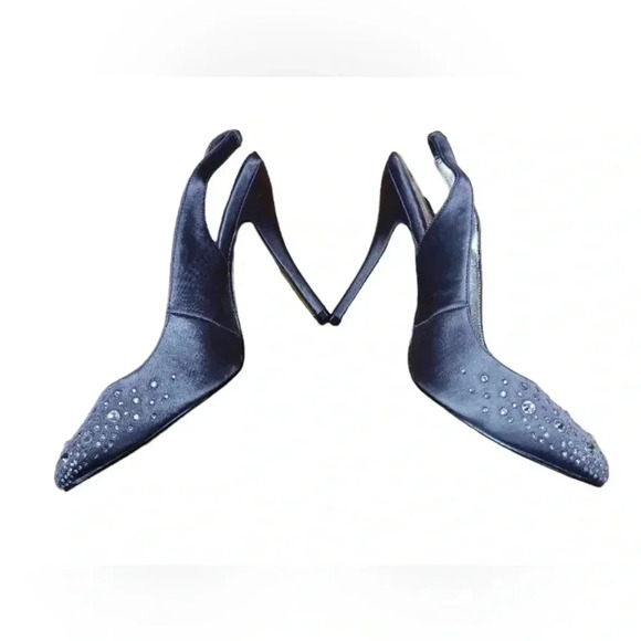 Nina Dark  Grey Slingback Heels With Embellishments Size 6.5 - Picture 10 of 10